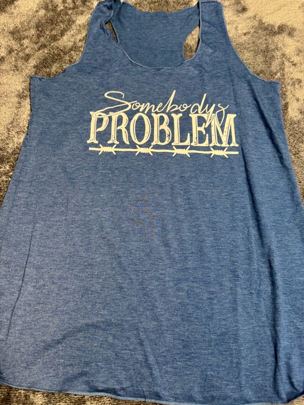“Somebody's Problem” Blue Graphic Tank Top